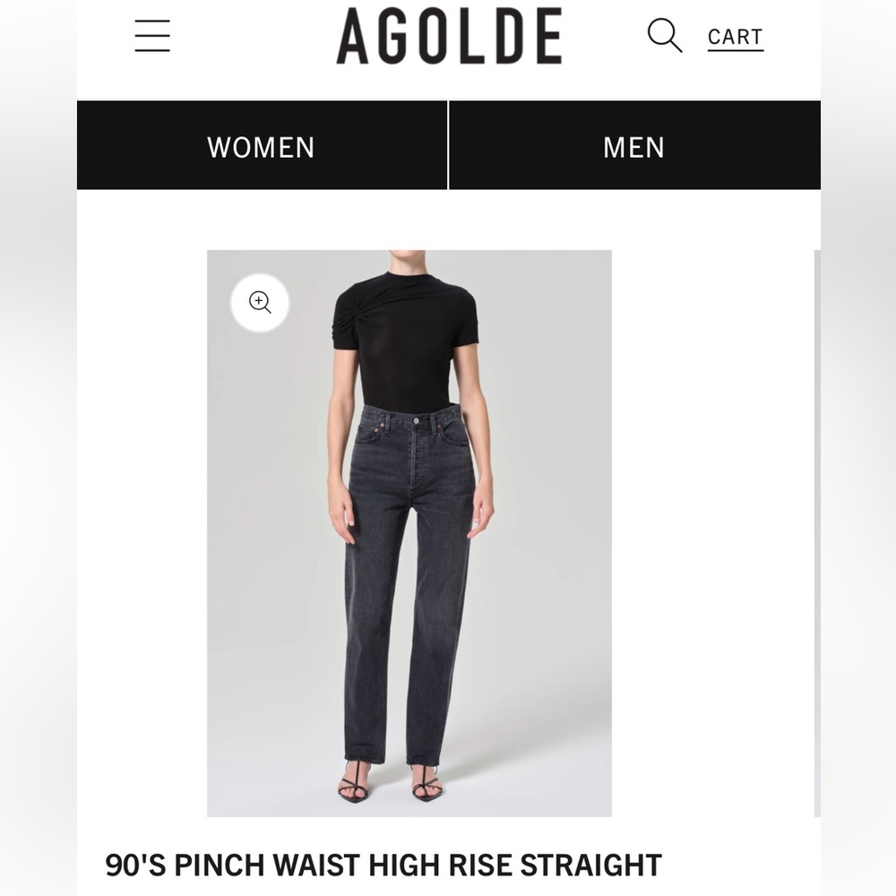 Agolde High Rise Straight Jeans - Dark Gray